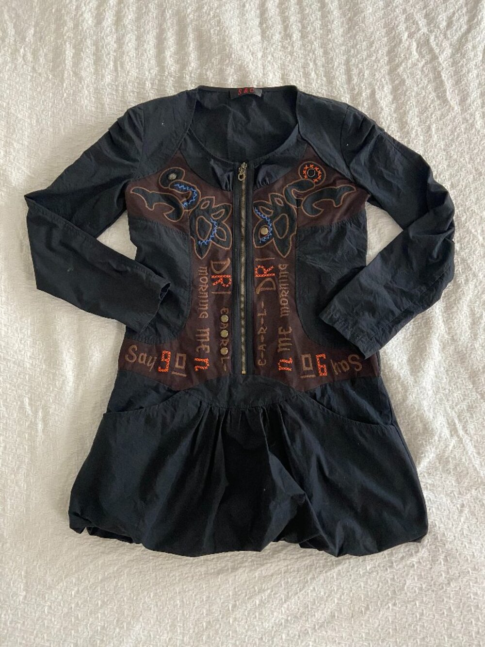 Artsy S&C Black Embroidered Mini Dress Size L